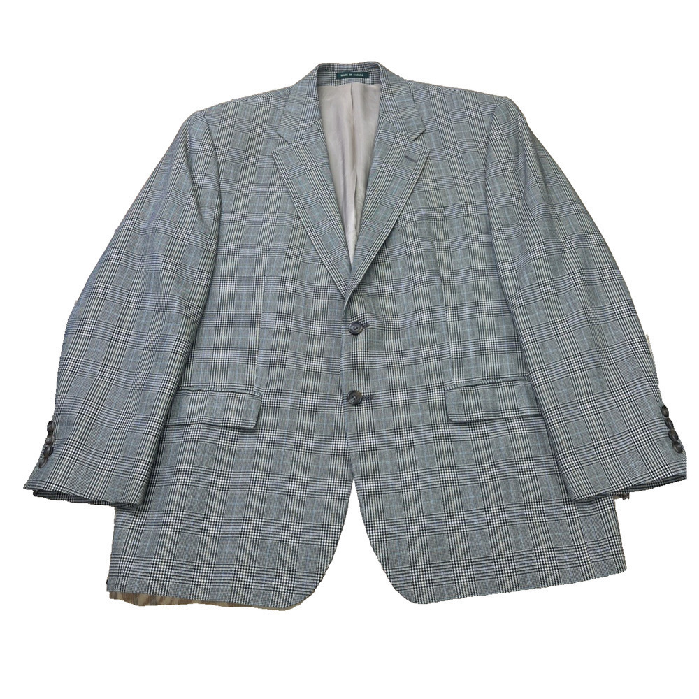 LAUREN RALPH LAUREN Houndstooth Plaid Silk Wool Blazer Sports Coat Size 44R